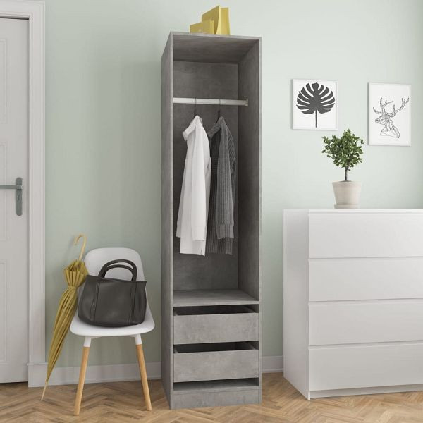 vidaXL Kleiderschrank Schubladen Betongrau 50x50x200cm Holzwerkstoff, 800616