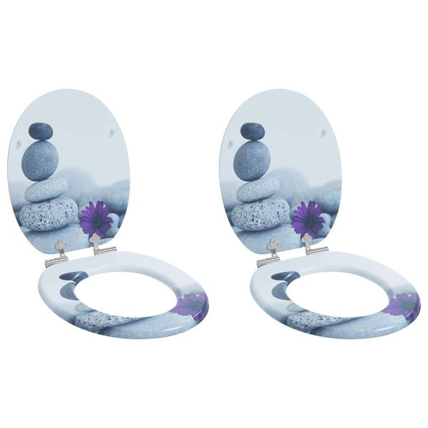 vidaXL Toilettensitz 2-teilig Grau 44 x 38 cm MDF-Platte, 3414541