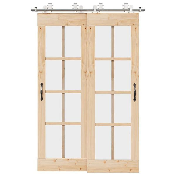 vidaXL Schiebetür-Beschlagsatz 183 cm Edelstahl Silbern, 3295759