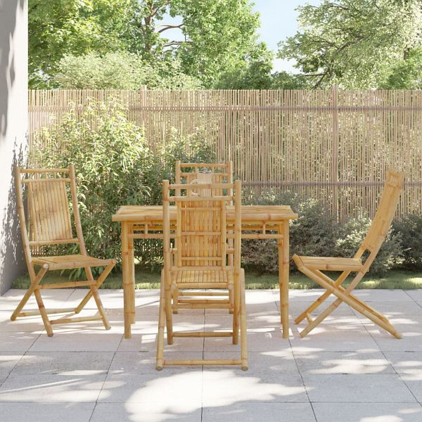 vidaXL 5-teilig Garten-Essgruppe Bambus, Material: Bambus, naturbelassen, 3278521
