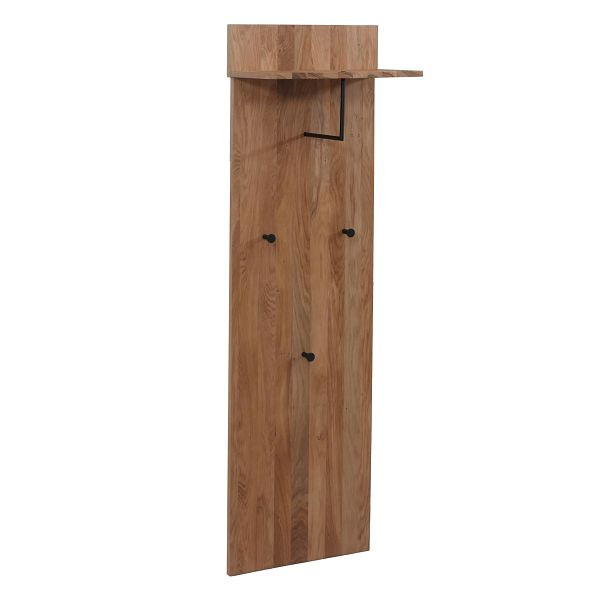 MCA Garderobenpaneel HWC-P55, Wandgarderobe Garderobe, Massiv-Holz Ablagefläche Haken 135x42x22cm, Eiche, 119387