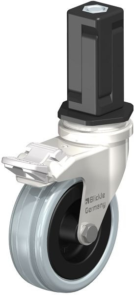 Blickle LRXA-VPA 75G-FI-EXV04 Edelstahl-Apparate-Lenkrolle mit Expander & Feststeller, Vollgummi, Grau, 856432