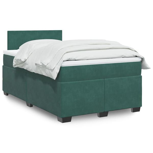 vidaXL Boxspringbett mit Matratze Dunkelgrün 120x190 cm Samt, 3288555