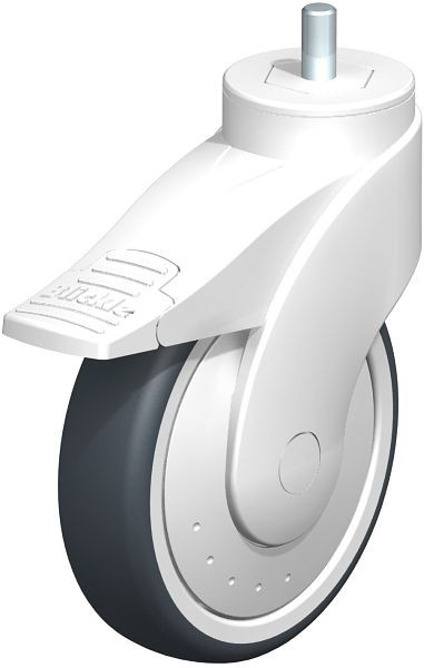 Blickle LWK-TPA 126K-FI-FK-GS10 Kunststoff-Lenkrolle WAVE mit Gewindestift & Feststeller, Thermoplastisches Gummi-Elastomer, Grau, 741662