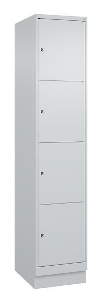 C+P Schließfachschrank Classic PLUS, Sockel, 1950x400x500mm, 7035/7035, mit 4 Fächern, 080020-124 S10009