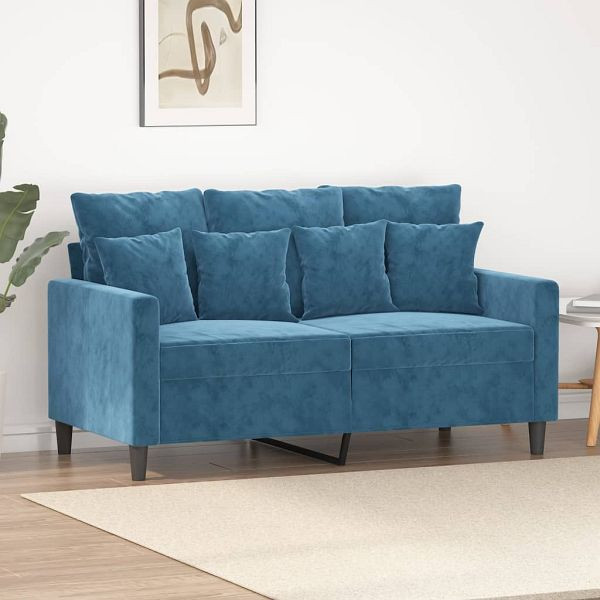vidaXL 2-Sitzer-Sofa Blau 120 cm Samt, Füllung: Schaumstoff, 359302