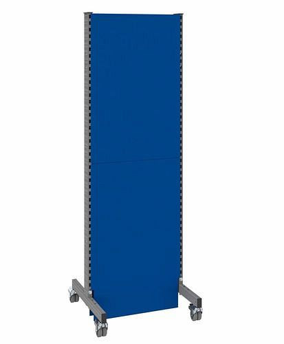 DENIOS Mobile Akustik Trennwand, Grundfeld, B 625, H 2000 mm, Akustik-Lochblech einseitig, grau/blau, 293099