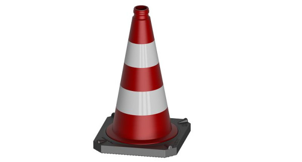 Schake Leitkegel 750mm rot-weiß, zweiteilig gute Standfestigkeit, stapelbar, Folie Typ RA1/A, 3L730RS