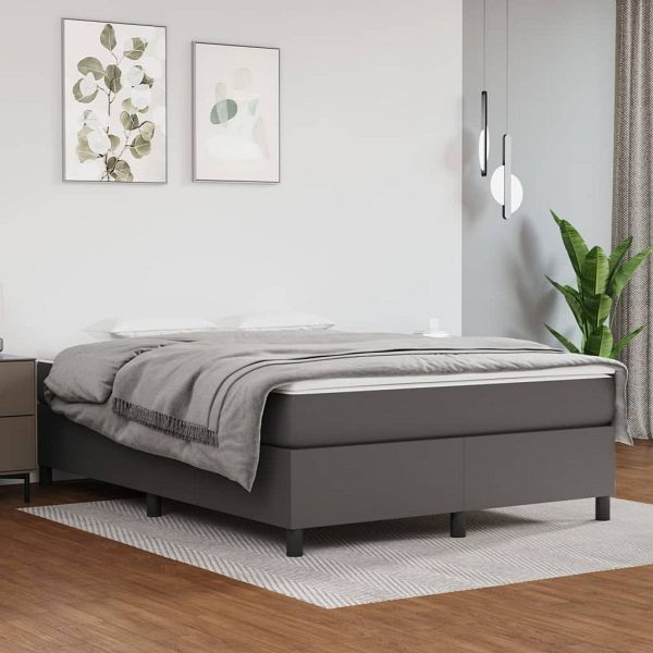vidaXL Bettgestell Grau 140x200 cm Kunstleder, Material: Kunstleder (75% Polyvinylchlorid, 5% Baumwolle, 20% Polyester), Sperrholz, Holzwerkstoff, 3121051