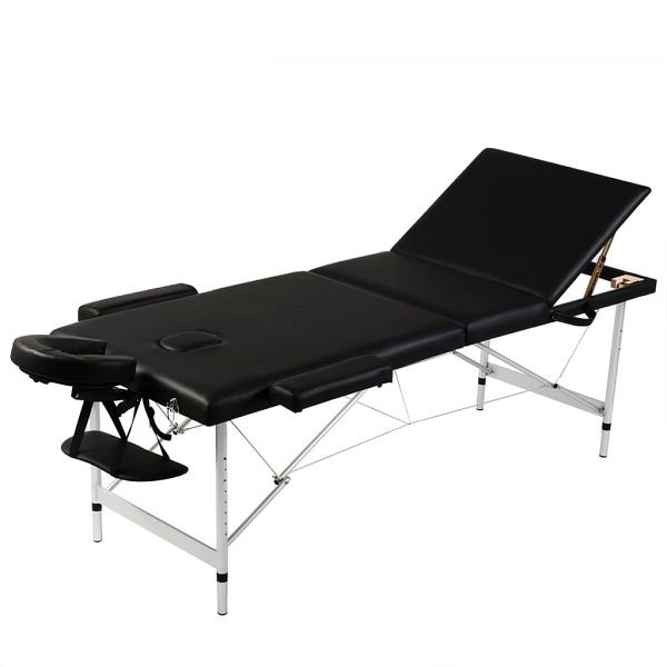 vidaXL Massagetisch mit Aluminiumrahmen, faltbar 3 Zonen Schwarz, 110092