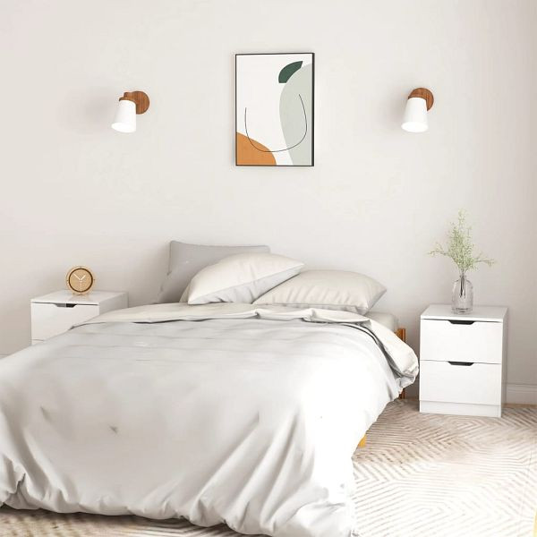 vidaXL Nachttische 2 Stück Hochglanz-Weiß 40x40x50 cm Spanplatte, 326736