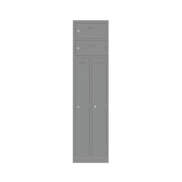 Bisley Garderobenschrank Primary Locker, Garderobenkombination 2 Abteile und 2 Fächern oben, 649 slate, PLF4545D4649