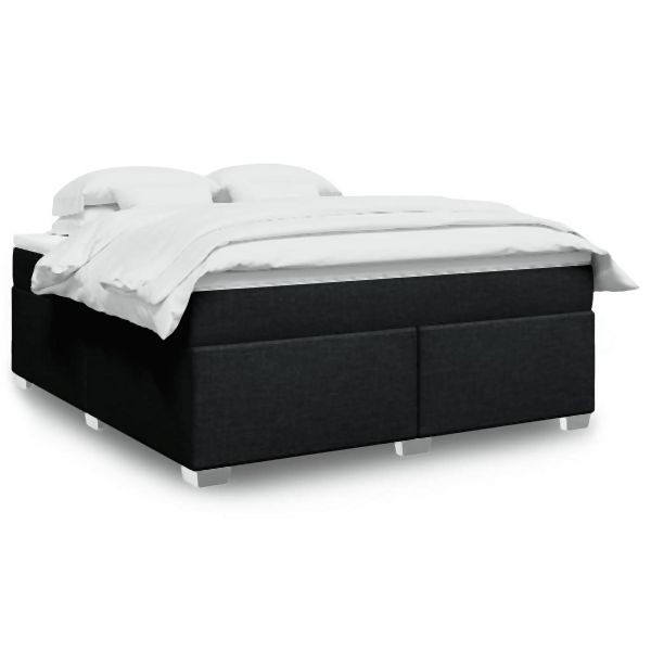vidaXL Boxspringbett mit Matratze Schwarz 180x200 cm Stoff, 3285153