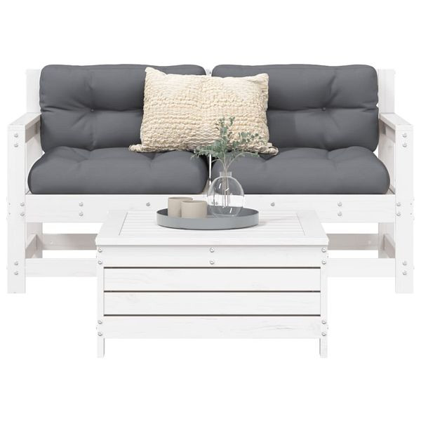 vidaXL 3-teilig Garten-Sofagarnitur Weiß Massivholz Kiefer, 3250761