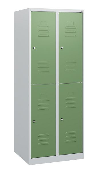 C+P Doppelstöckiger Spind Classic PLUS, 2 Abteile, 1530x600x500mm, 7035/6011, Zylinderschlösser, 0803005-20 S10018