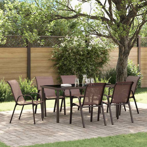 vidaXL Stapelbare Gartenstühle, VE: 6 Stück, Braun Textilene, 318785