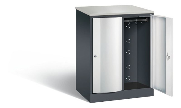 C+P Garderobenschrank Resisto, H1077xB772xT540mm, Farbe: Schwarzgrau / Lichtgrau, 8271-272 S10060