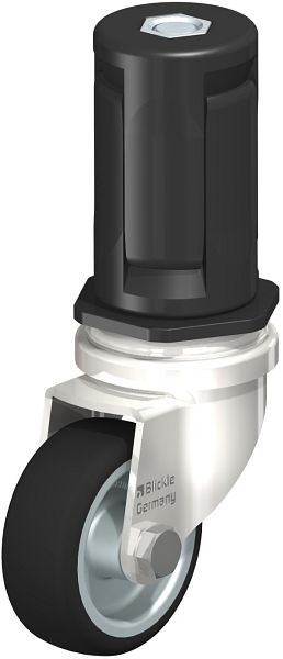 Blickle LRXA-PATH 50G-EXR05 Edelstahl-Apparate-Lenkrolle mit Expander, Thermoplastisches Polyurethan, Grau, 853322