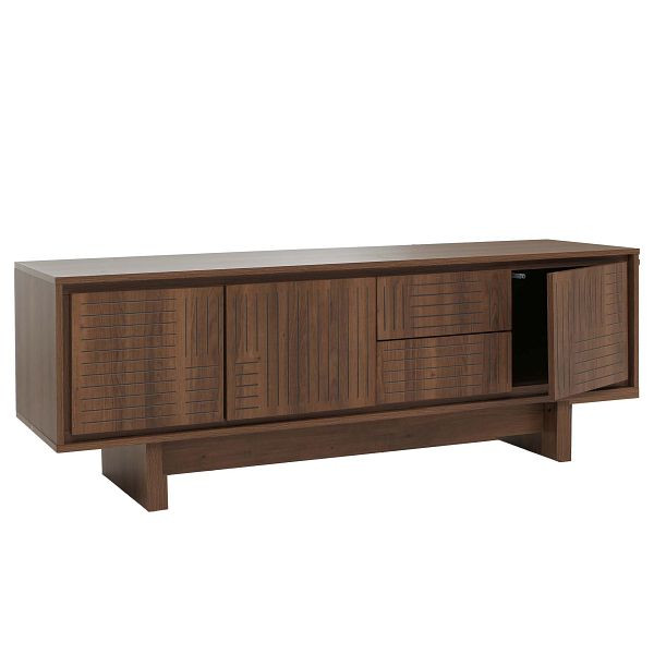 Mendler TV-Rack HWC-O34, TV-Board Fernsehtisch Lowboard Kommode, Schubladen Ablagen, Melamin 51,5x150x39,5cm, braun, 111912+111913