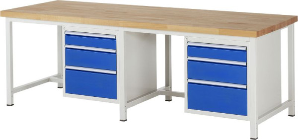 RAU Werkbank Serie 8000 - Gestell-Bauweise (Schweißgestell), 6 x Schublade, 2500x840x900 mm, 03-8159A1-259B4S.11
