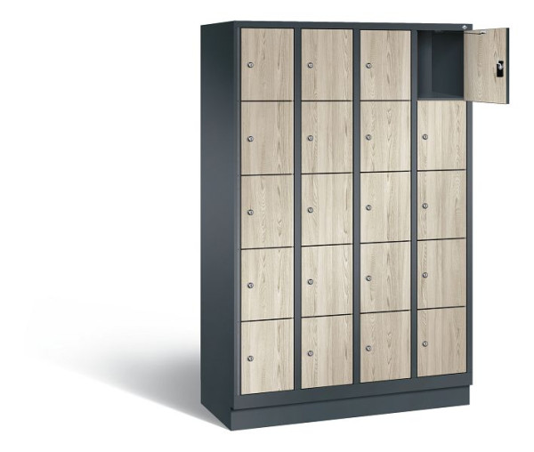 C+P Schließfachschrank Evolo, H1800xB1190xT500mm, Farbe: Anthrazitgrau / Dekor Sen-Esche, 48020-405 S10360