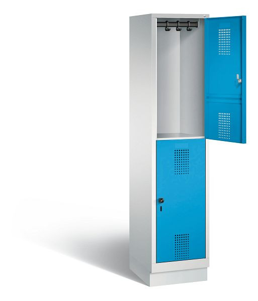 C+P Spind doppelstöckig Evolo, H1800xB420xT500mm, Farbe: Lichtgrau / Lichtblau, 48320-12 S10035