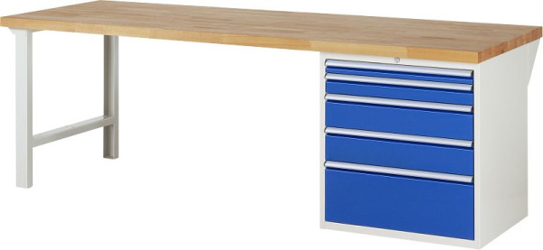 RAU Werkbank Serie 7000 - Baukasten-Bauweise, Unterbau-Container (5x XL-Schublade), 2500x840x900 mm, 03-7611A1-259B4S.11