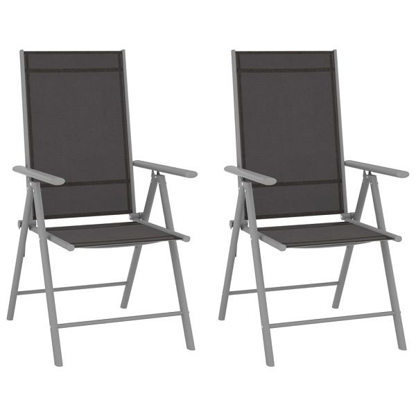 vidaXL Gartenstühle Klappbar 2 Stück Textilene Schwarz, 312181