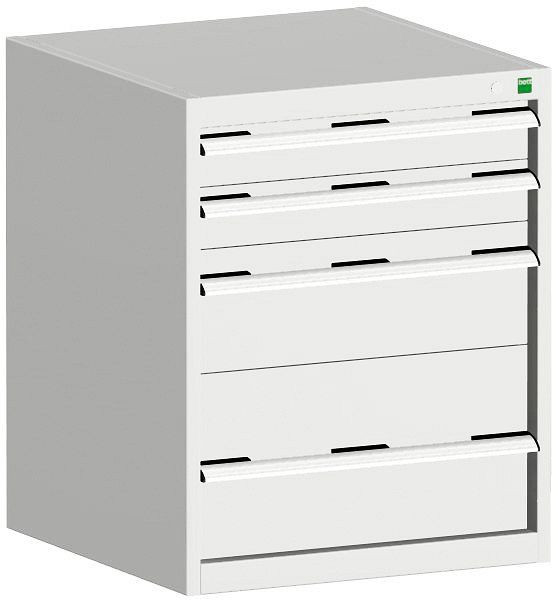 bott cubio Schubladenschrank bestückt mit 4 Schubladen BxTxH: 650 x 650 x 800 mm, RAL 7035, 40019033.16V