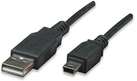 MANHATTAN Hi-Speed USB Mini-B Anschlusskabel, USB 2.0, Typ A Stecker - Mini-B Stecker, 480 Mbps, 4,5 m, Schwarz, 302388