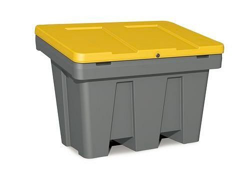 DENIOS Streugutbehälter GB 300 aus Polyethylen (PE), 300 Liter Volumen, Deckel gelb, 241-877