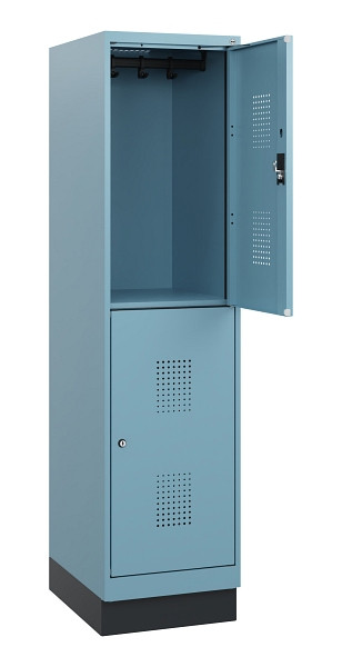 C+P Doppelstöckiger Spind Evolo PLUS, Sockel, 2 Fächer, 1630x400x500mm, 0010/001, Zylinderschloss, 0493205-12 S10058
