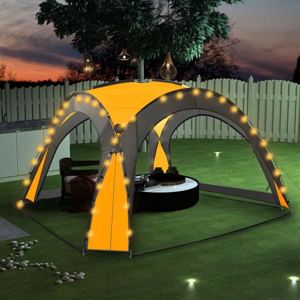 vidaXL Partyzelt mit LED und 4 Seitenwänden 3,6x3,6x2,3 m Gelb, 92238