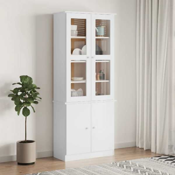 vidaXL Vitrinenschrank ALTA Weiß 77x35x186,5 cm Massivholz Kiefer, 353950