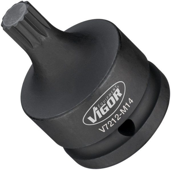 VIGOR Schlagschrauber Schraubendreher-Einsatz, Vierkant hohl 20 mm (3/4 Zoll), Innen Vielzahn Profil XZN, M14, V7212-M14