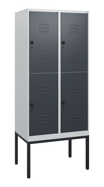 C+P Doppelstöckiger Spind Classic PLUS, Gestell, 2 Abteile, 1950x800x500mm, 7035/7016, Drehriegel, 0803305-22 S10008