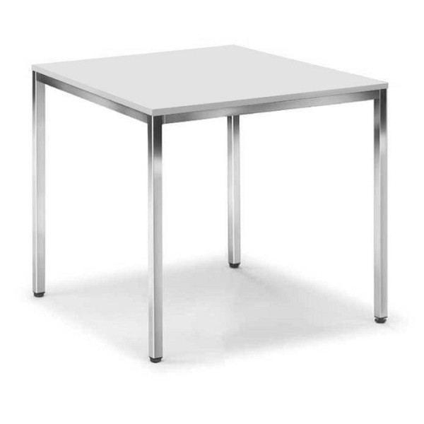 Deskin Besprechungstisch BASE-MODUL, Platte Dekor Lichtgrau, Gestell verchromt, B 800 x T 800 x H 720 mm, 248681