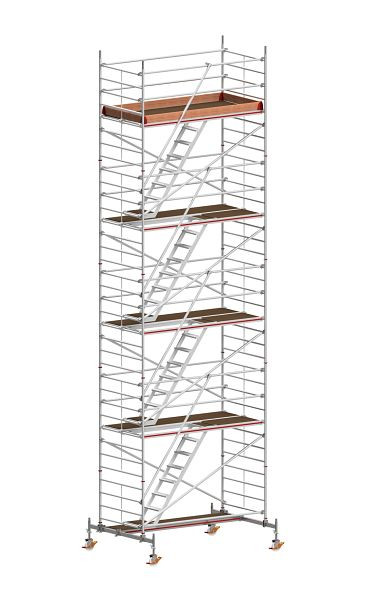 HYMER Treppen-Fahrgerüst mit Fahrtraverse, Bühnenlänge 2,95 m, Rahmenteilbreite 1,50 m, Reichhöhe 10,60 m, 827310