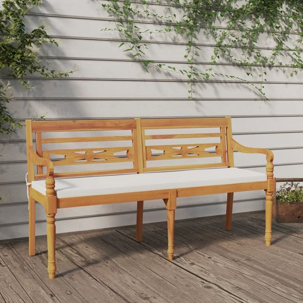 vidaXL Batavia-Bank mit Kissen 150 cm Massivholz Teak, 319148