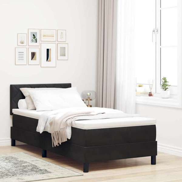 vidaXL Boxspringbett mit Matratze Schwarz 90 x 190 cm Samt, 3342688