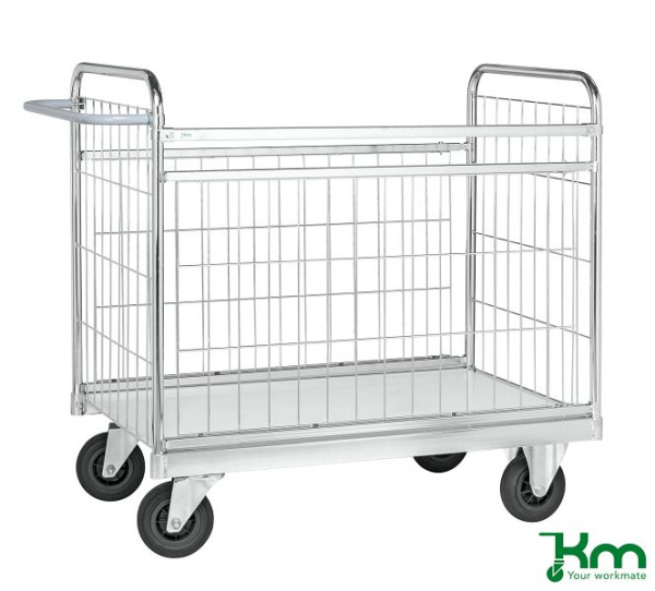 Kongamek Paketwagen, 2 Bock- und 2 Lenkrollen aus Vollgummi mit Bremsen, 1390 x 650 x 1025 mm, KM10000-MB