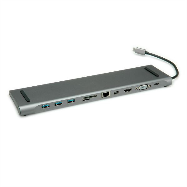 ROLINE USB 3.2 Gen 2 Typ C Multiport Docking Station, 4K HDMI/Mini DP, VGA, USB, 12.02.1117