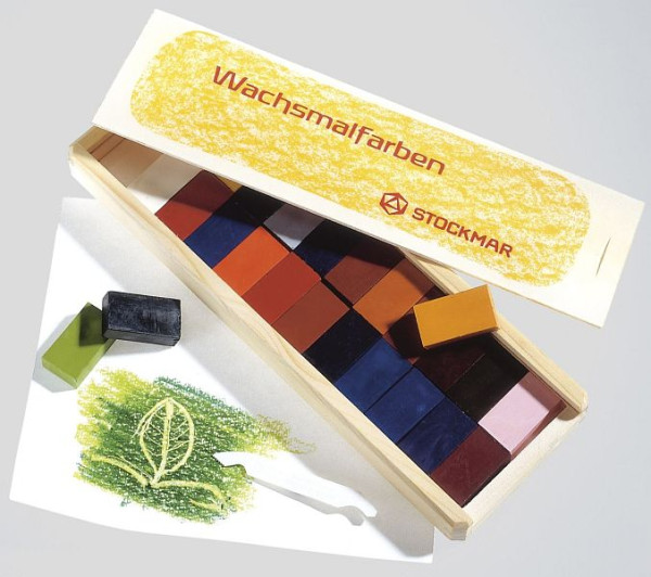 Stockmar Wachsmalblöcke - 24 Farben, Holzkassette, 35600