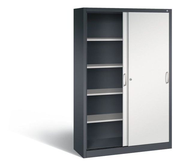 C+P Schiebetürenschrank Acurado, H1950xB1200xT400mm, Farbe: Schwarzgrau / Lichtgrau, Bügelgriff, 5 OH, 2040-00 S10186