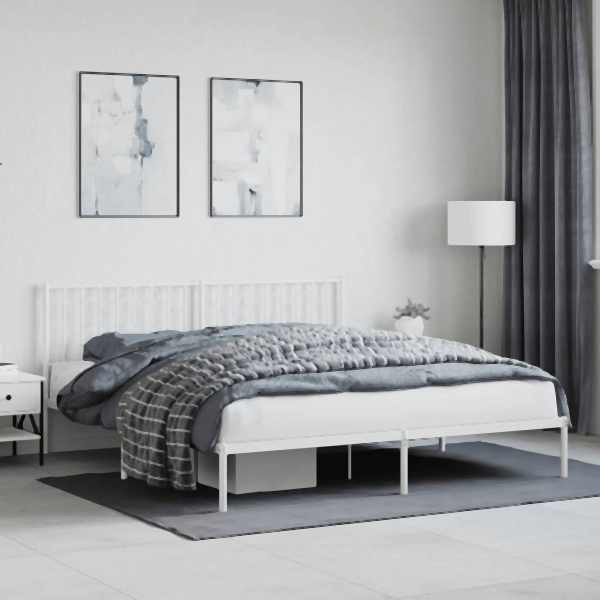 vidaXL Bettgestell mit Kopfteil Metall Weiß 183x213 cm, 374491