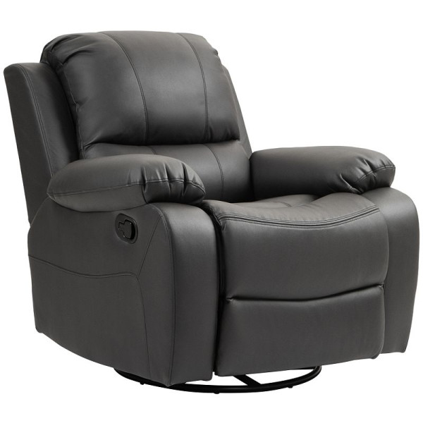HOMCOM Relaxsessel, verstellbare Lehne & Fußstütze, drehbar, bis 150 kg, Stahlrahmen, 93x100x98cm, Schwarz, 839-574V00BK