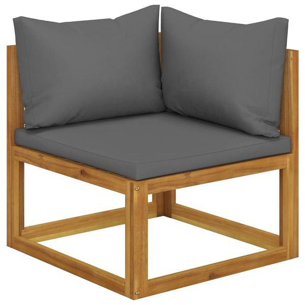 vidaXL Modular-Ecksofa mit Dunkelgrauen Kissen Akazie Massivholz, 311860