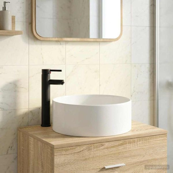 vidaXL Waschbecken fürs Badezimmer Matt Schwarz 40,5 x 40,5 x 15,5 cm, 890241