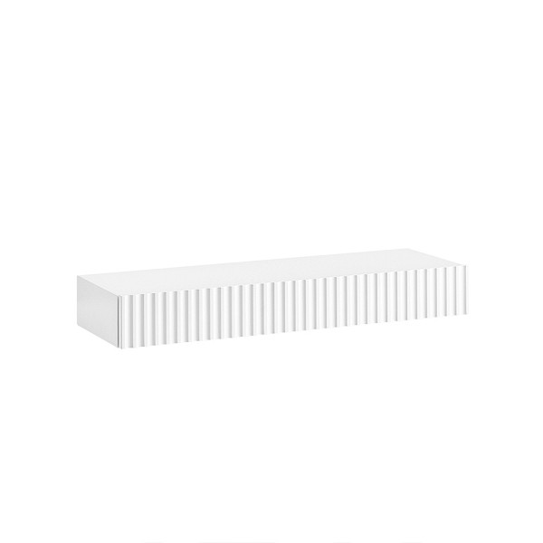 SoBuy Schweberegal mit Schublade & LED-Bewegungssensor-Licht, Wandregal, batteriebetrieben, B60 × T20 × H8 cm, Weiß, FHK38-W