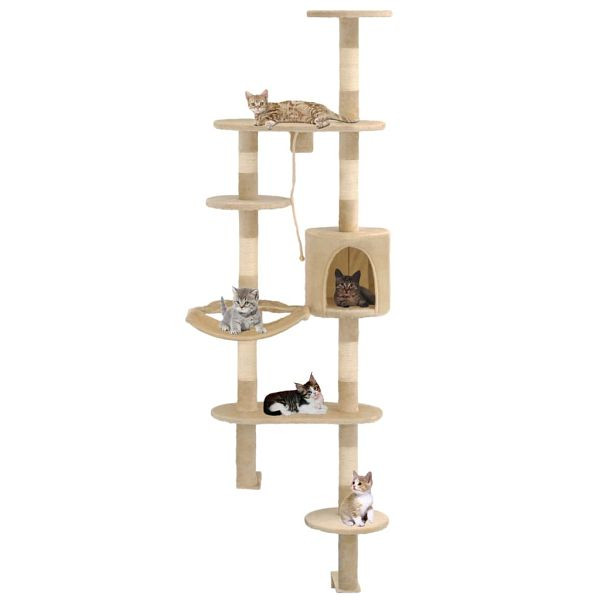 vidaXL Wandkratzbaum mit Sisal-Kratzsäulen 194 cm Beige, 170588